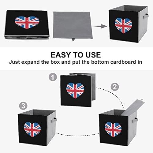 Reino Unido Grã -Bretanha Retro Cardenha Cubos de Armazenamento com alças Bins de tecido dobrável Organizador de cestas para