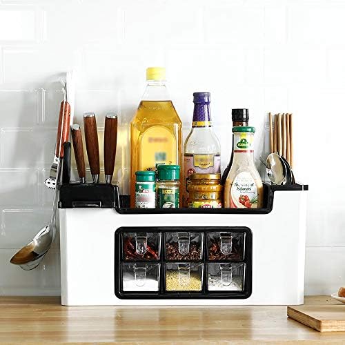 JQZLXCJZWJ Caixa de armazenamento Conjunto de cozinha, rack de armazenamento de cozinha, Kitchen Spice Rack Faca mesa de mesa