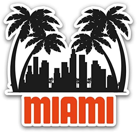 GT Graphics Express Miami Florida Skyline - adesivo de vinil decalque à prova d'água