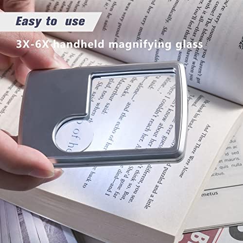 2 peças 3x 6x Glass de lupa de bolso com leve, tipo de lupa portátil, lente de lupa portáteis para leitura de jóias