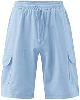 shorts de linho masculinos de lcziwo shorts de praia de verão com cintura elástica Coloque todos os dias bolsões de conforto diários calças curtas