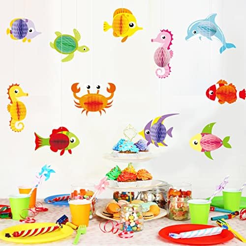 YLDW 11pcs Ocean Tropical Fish Animal Honeycomb Centerpieces Remão reutilizável, sob as decorações de festas marítimas para chuveiro