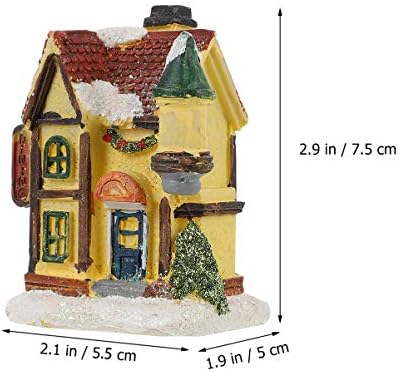 Toyandona Christmas Village Houses com LED Light Resin Village Houses Lit Building Table Decoration for Christmas Holiday