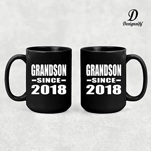Designsify neto desde 2018, 15oz de caneca preta de café com xícara de chá com alça, presentes para aniversário de