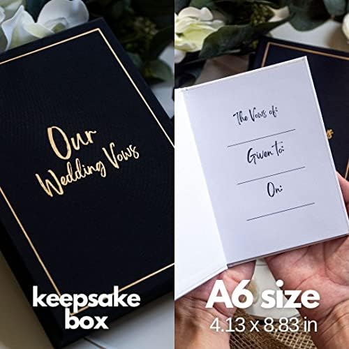 Vow Books for Wedding With KeetSake Box, Livros de Voto de Casamento de Linho em Preto e Branco, Livro de Vow com