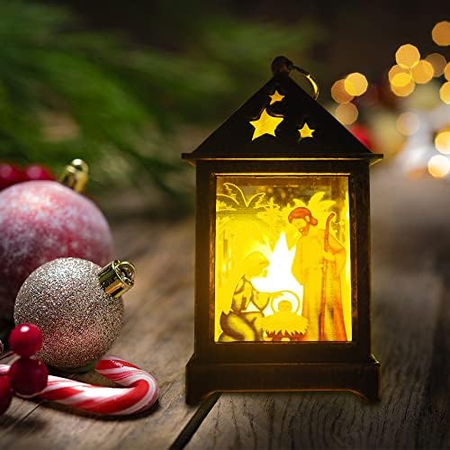 Chrismas Candle Lantern, Maracol liderou o Natal Decorativo Linâmica de vela sem chamas com Jesus Print Nativity Scene Decoration for