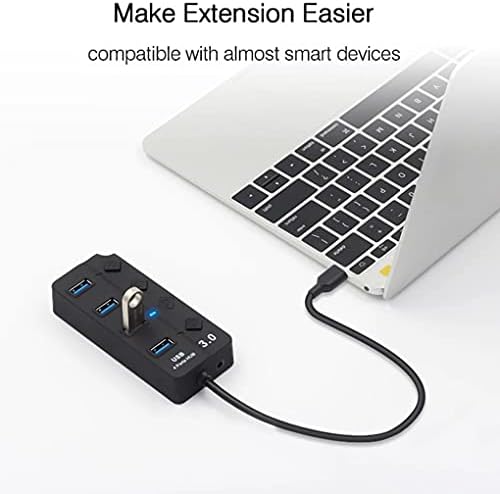 SxylTnx USB 3.0 Splitter de cubo 4 Porta de alta velocidade Adaptador de energia CA Individual de Alta Velocidade para Laptop