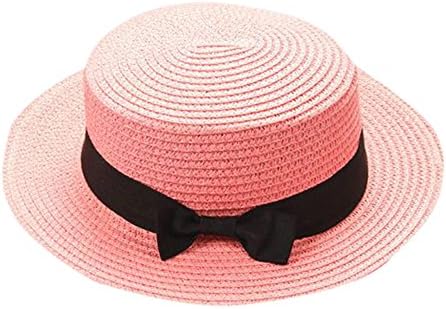Chapéu de sol do sol, chapéu de palha de bowknot para crianças chapéu de boate largo vasto dobrável Chapéus de praia lisos lisos