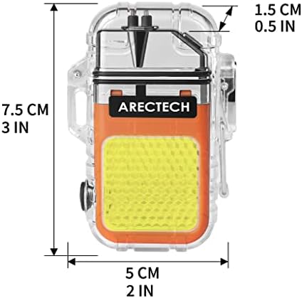 Arectech Recarregável mais claro Arco elétrico Dual mais leve 3 modos de lanterna Lighters de plasma à prova de vento à prova d'água com apito de emergência de sobrevivência e cordão para acampamento de vela ao ar livre