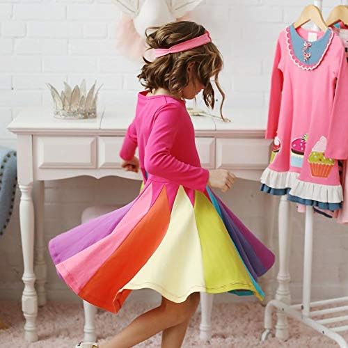 Criança bebê garotas arco -íris trafu tutu vestido casual algodão twirly skatista de vestuário