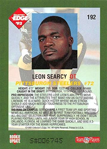 1992 Colector's Edge Football 192 Leon Searcy RC ROOKIE CART