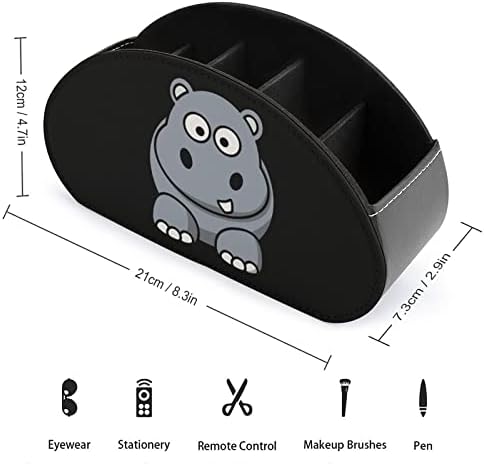 Grey Hippo Print TV Controle remoto caixa de armazenamento Pu couro 5 compartimentos bandeja para organizador de mesa