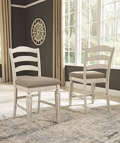 Design de assinatura de Ashley Reoulyn French Country 24.13 Counter Hight Height estofado Barstool, 2 contagem, branco lascado