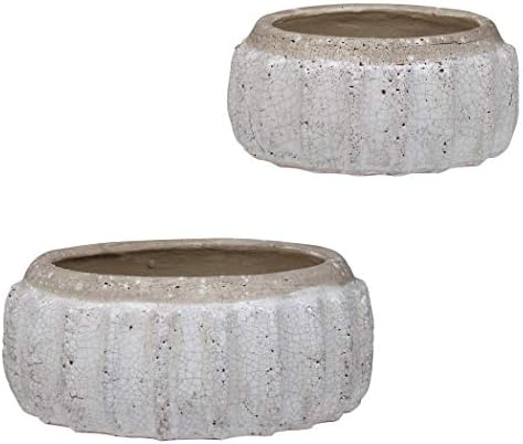 My Folky Home Elegante Crackled Creamic Ritbed Bowls Set 2 idos