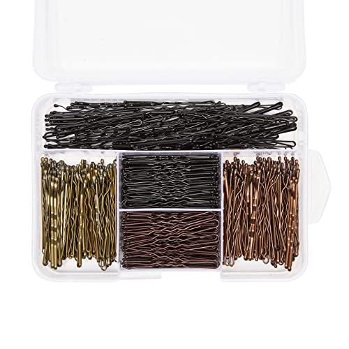 Kit de pinos de cabelo de 720 peças com caixa de organizador, clipes de 2 em forma de U para mulheres pão de garotas