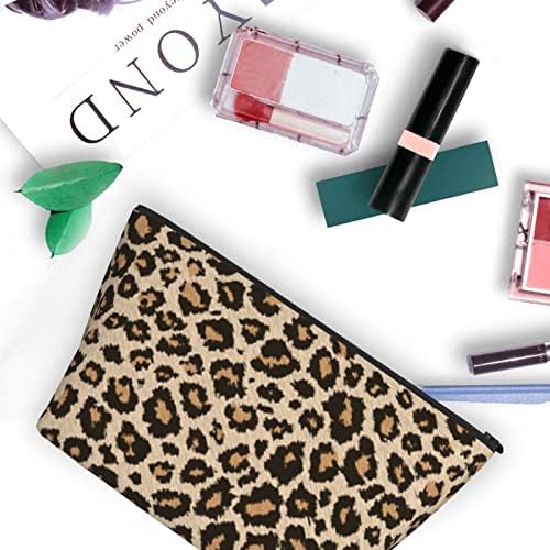 Bolsa de maquiagem com estampa de leopardo de Franala Bolsa de zíper de grande capacidade, bolsa de saco de cosméticos para