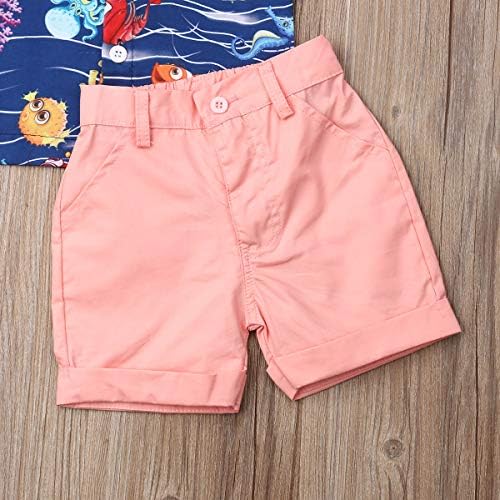 Criança bebê menino flamingo de manga curta para baixo camisa e shorts casuais definir roupas de verão de 1 a 6 anos de roupa