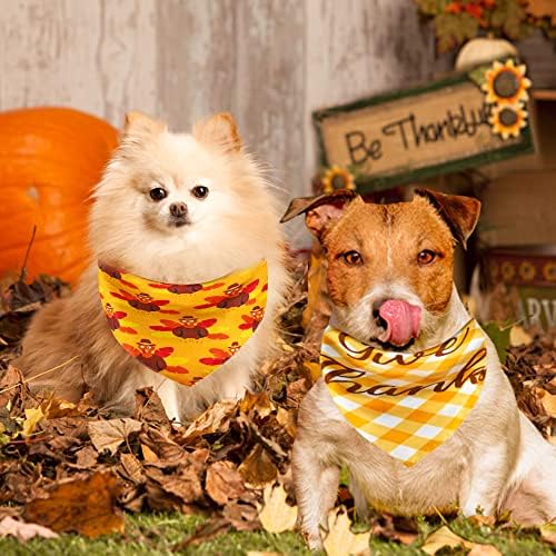 4 Pack outono/Halloween/Ação de Graças/Dog Bandanas - Triângulo Reversível Lenço de estimação para cães, bandanas de