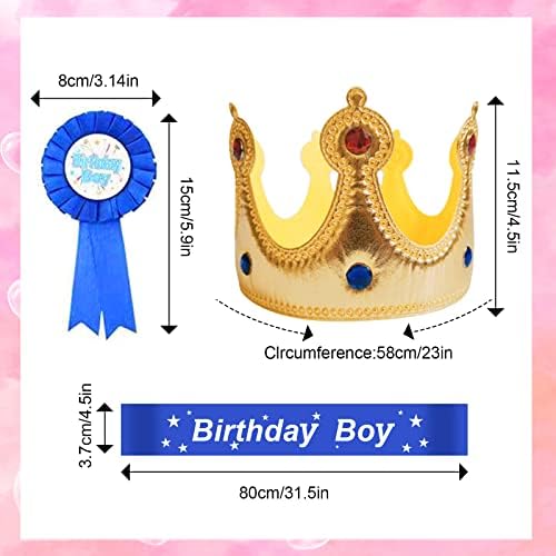 LLMSIX 3 peças de aniversário Festa de menino definição de aniversário Pin aniversário King Crown Aniversário