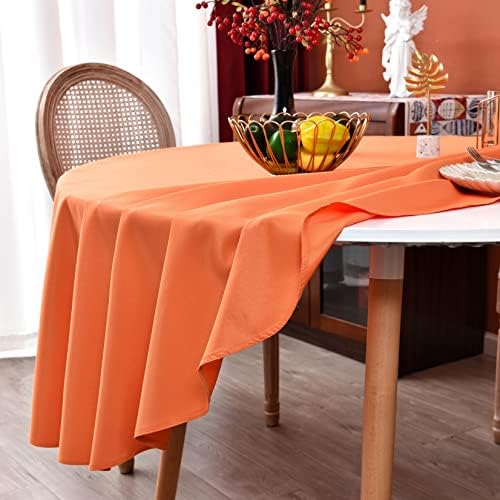 MeanMoy 48 + 60 redonda de molho de mesa de poliéster laranja - tampa de pano de mesa em tecido de poliéster lavável