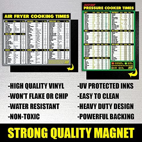 Air Fryer Cheat Sheet e Instant Pot Magnetic Cheat Sheet Pacote - Guias de referência Fácil de ler mais grandes de leitura