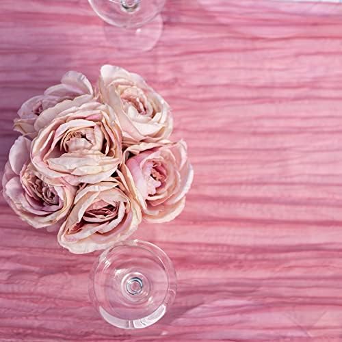 Cheesecloth Long Table Runner, Decoração Boho Runner de Gaze, Casamento romântico Decorações de festa de chá de bebê pura de noiva 35 x 118 polegadas