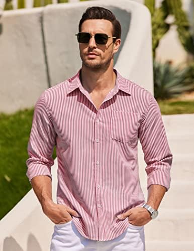 Coofandy masculino casual masculino camisetas de manga comprida camisas de vestido fit slim