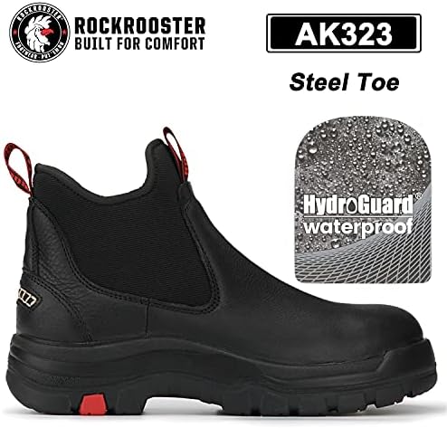 Chelsea preto de 6 polegadas de Rockrooster, botas de trabalho, dedo do pé de aço, à prova d'água, EH, classificada, ASTM