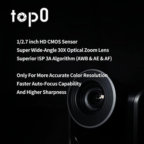 Top0 NDI PTZ Camera, 3G-SDI & HDMI & IP, 1080P60FPS, 30X Zoom óptico, transmissão ao vivo para eventos/produção de vídeo/Igreja/Boradcast Service