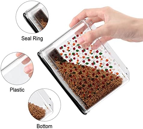 Berrias de cereja Caixa de armazenamento de plástico de aquarela Recipientes de armazenamento de alimentos com tampas de arroz balde selado para organização de cozinha
