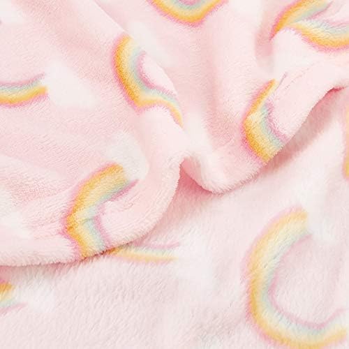 Basics Kids Unicorns & Rainbows Padrenized Throw Blanket com unicórnio de animal de pelúcia