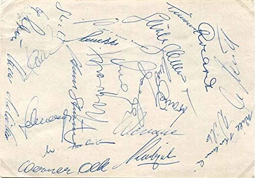 Automografias do time de futebol alemão 1962, assinado com cartão postal montado