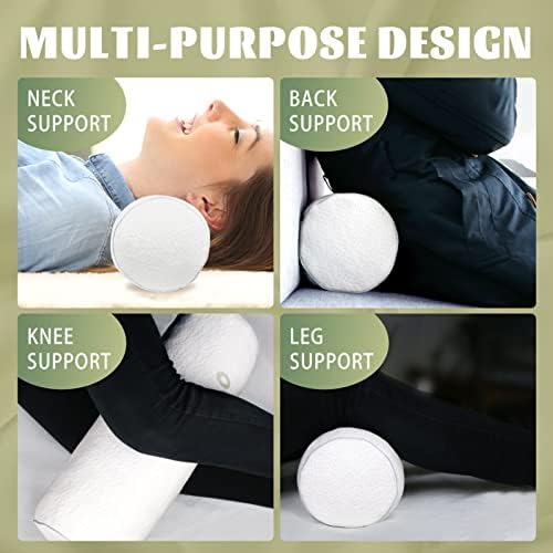 Almofadas do rolo do pescoço cervical Shenghome para travesseiros de cilindro de travesseiro adormecido Suporte para as pernas da cama para trás e ioga com espuma de memória ralada 6 × 18 polegadas