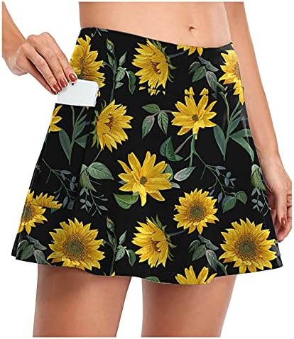 Tênis de tênis estampado floral lowprofile shorts internos para mulheres verão, mini saias de golfe de golfe com bolsos, f03