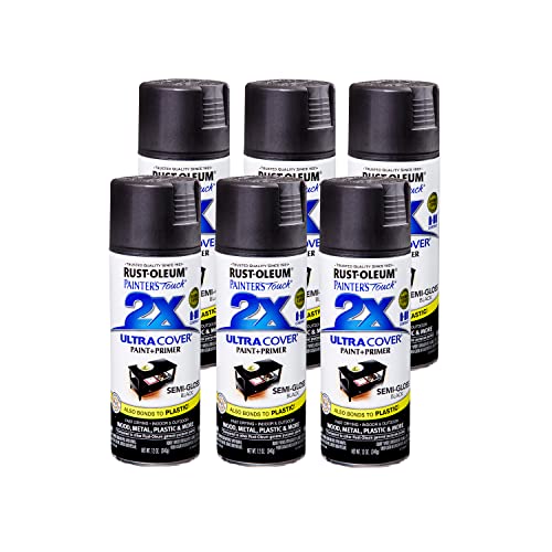 Rust-Oleum 249061-6pk Painter's Touch 2x Ultra Capa, 6 pacote, preto semi-brilho e 260510 Automotive 2-em-1 Filler