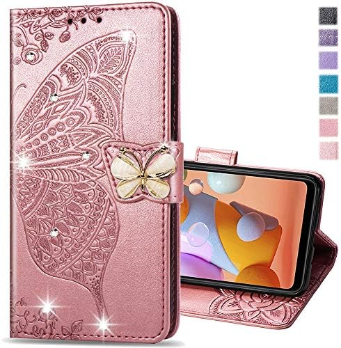 Cotdin para compatível com o OnePlus Nord N300 Case Glitter Bling com suporte para suporte de couro Caixa de proteção Diamond Butterfly