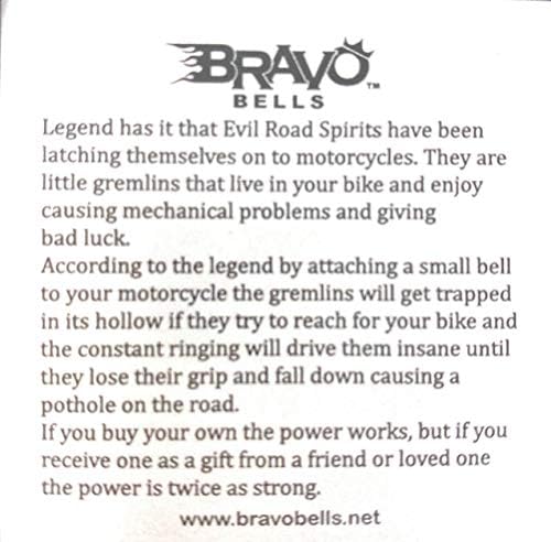 Bravo Bells Skull Dragon Diamond Bell - Acessório de sino de motociclistas ou cadeia de chave para boa sorte na estrada