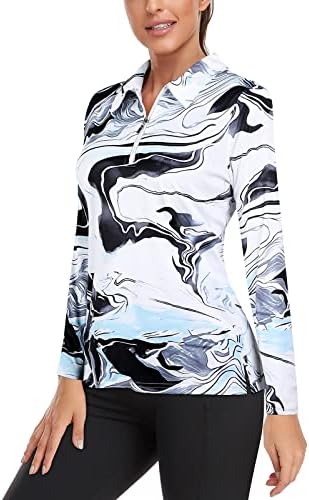 Viracy Womens Golf Shirt Upf50+ Sun Protection Treina Tops de manga curta longa 1/4 zíp