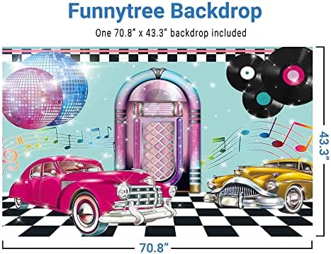Funnytree 50 do cenário de salto de 50 anos 50 Rock rock roll baile de dança de aniversário decoração de festa de festa clássica disco de fundo de pano