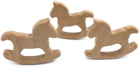 Wendysun 2pcs adorável desenho animado mordome de madeira pura animal natural, forma de cavalo forma de bebê de enfermagem