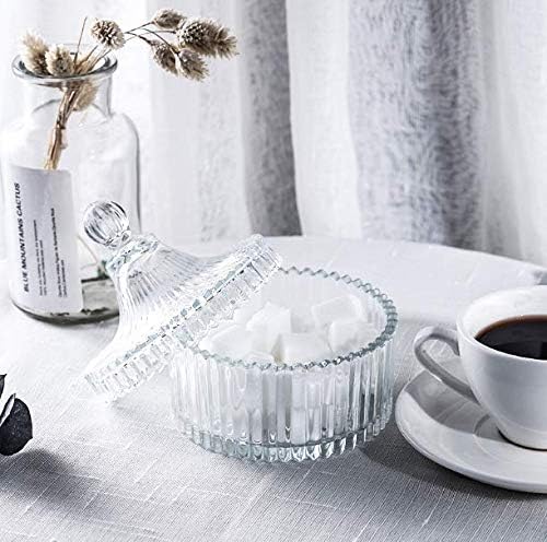 Erioctry 300ml/10oz elegante jarro de doces de cristal com tampa Decoração decorativa Disish prato tigela em forma de vidro