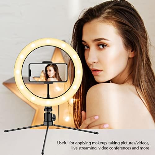 Anel de selfie brilhante Tri-Color Light Compatível com seu Xiaomi Redmi Y1 Lite 10 polegadas com remoto para transmissão ao vivo/maquiagem/youtube/tiktok/vídeo/filmagem