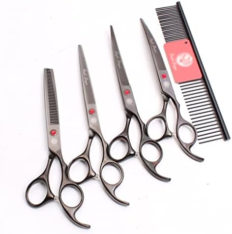Conjunto de pente profissional de cabelo profissional de Zsedp 7 polegadas 7 polegadas 19,5 cm Tesaria de aço de aço preto Tesoura Rainning Scissors