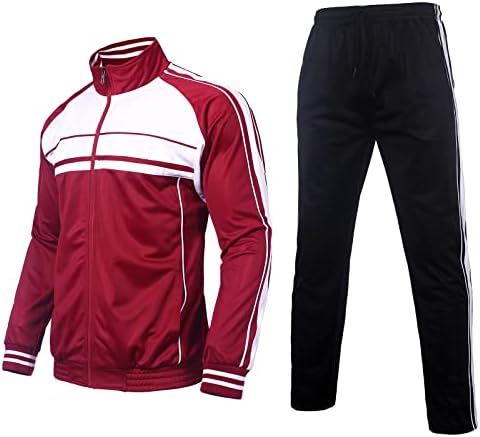 MEGUB Men's Activewear 2 Peças Conjunto de trajes completos de zíper de corrida e conjunto de trajes com capuz atlético de inverno para homens