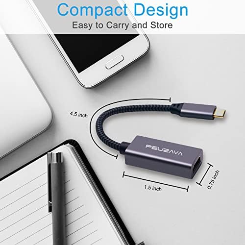 Adaptador Peuzava USB C para HDMI, adaptador premium 4K USB tipo C a HDMI Compatível com MacBook Pro, MacBook Air, iPad Pro, PixelBook, XPS, Galaxy e muito mais