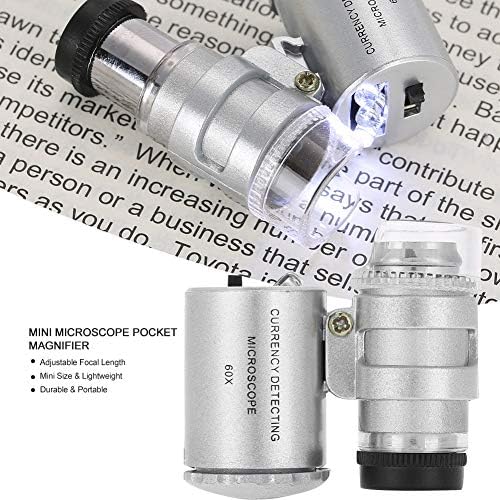 Mini microscópio, copo de lupa de bolso digital, lupa de lupa de bolso mini -microscópio 60x, lupa de lupa de bolso, lupa