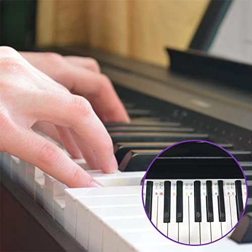 Etiqueta de nota de teclado de piano removível, etiqueta de chave de piano sem adesivo, adequado para 88 chaves em tamanho real, feita de silicone, adequado para iniciantes e etiqueta de nota infantil, com caixa