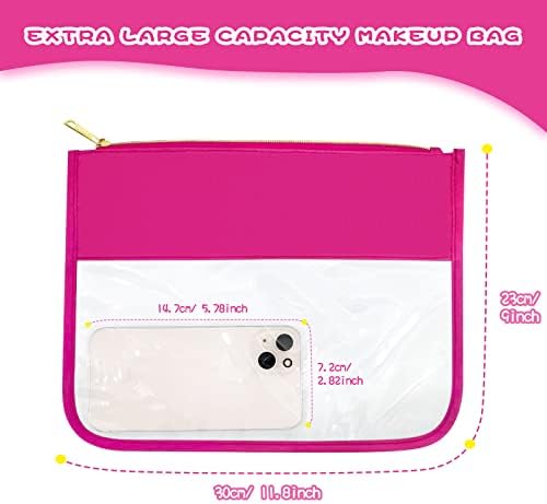 Lokfar Nylon Makeup Bag Diy Chenille Letter Clear Travel Zipper Bolsa, bolsa de maquiagem formal Clear Cosmetic, bolsa de viagem à