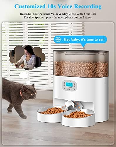 HoneyGuaridan 6L alimentador automático de gatos para 2 gatos, 2.4g Wi -Fi habilitado para alimentação de animais de estimação