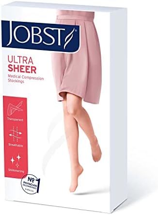 Jobst UltraSheer Compression meias, 30-40 mmhg, joelho de altura, banda de softfit, dedo do pé fechado